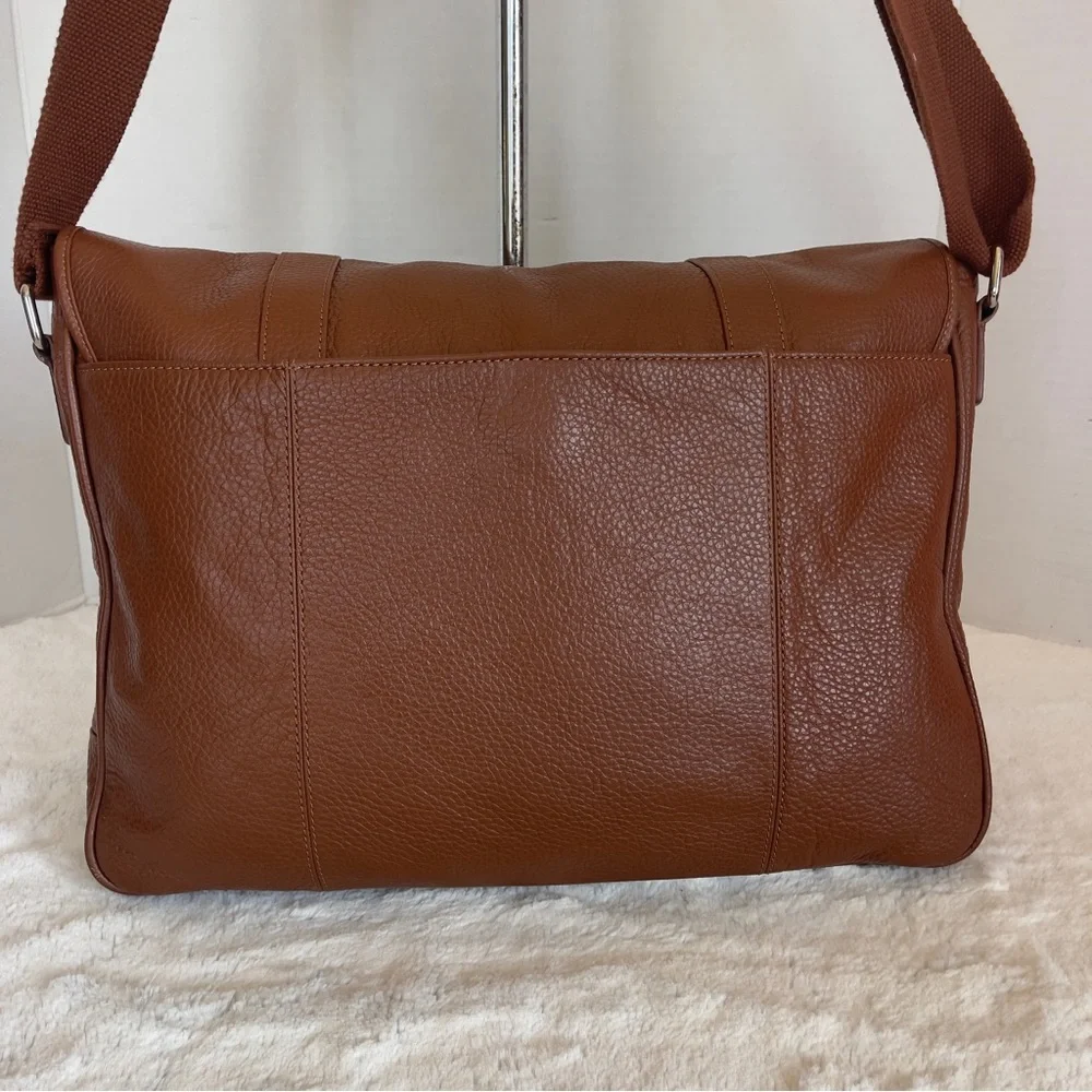 Cole Haan Messenger Leather Bag‎ Flapover Laptop Briefcase Crossbody Brown